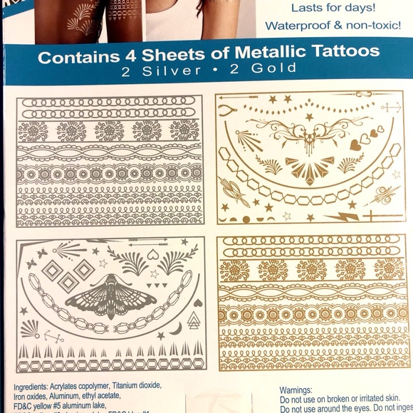 NWT Temporary Tattoo Bundle, Gold & Silver Metallic + More! - Picture 5 of 14